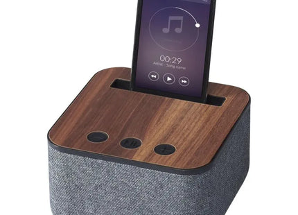 Shae Bluetooth-Lautsprecher aus Stoff und Holz - Dunkelbraun - Eleganz & Klang TK Gruppe® Grosshandel 