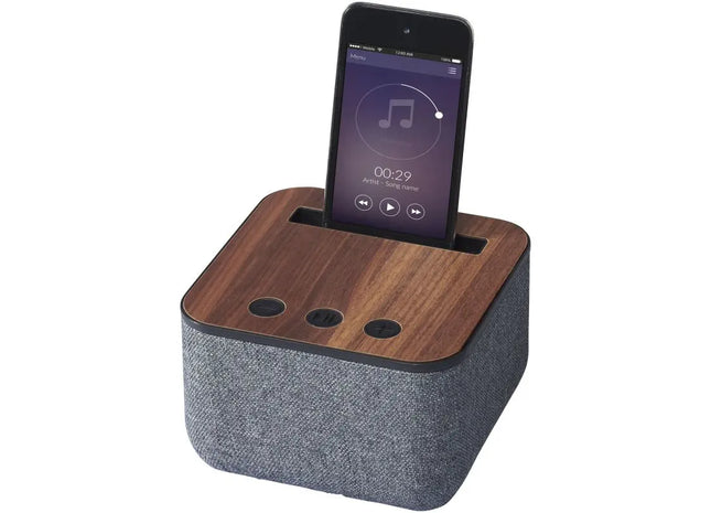 Shae Bluetooth-Lautsprecher aus Stoff und Holz - Dunkelbraun - Eleganz & Klang TK Gruppe® Grosshandel 