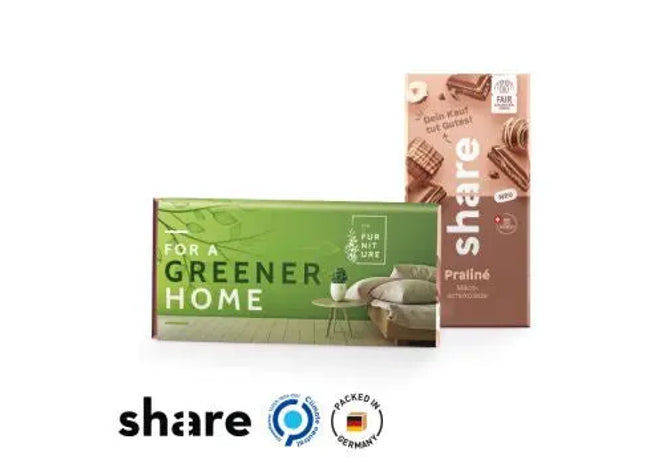 Share Schokolade mit umweltfreundlicher Papierbanderole TK Gruppe® Grosshandel 