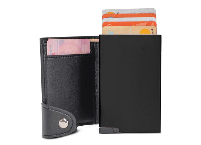 Sicheres Kartenetui mit RFID-Schutz in Tiefschwarz - Datensicherer Kartenhalter TK Gruppe® Grosshandel 