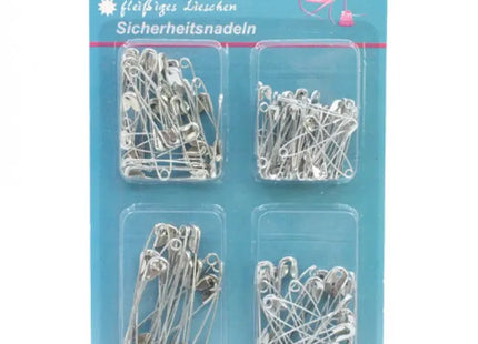 Sicherheitsnadeln Set, 100 Stück in 4 Größen, Übersichtlich auf Karte Sortiert TK Gruppe® Grosshandel 