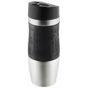 Metmaxx CremaEleganza Vakuumbecher 380ml - Schwarz/Silber - Eleganter Isolierbecher TK Gruppe® Grosshandel 