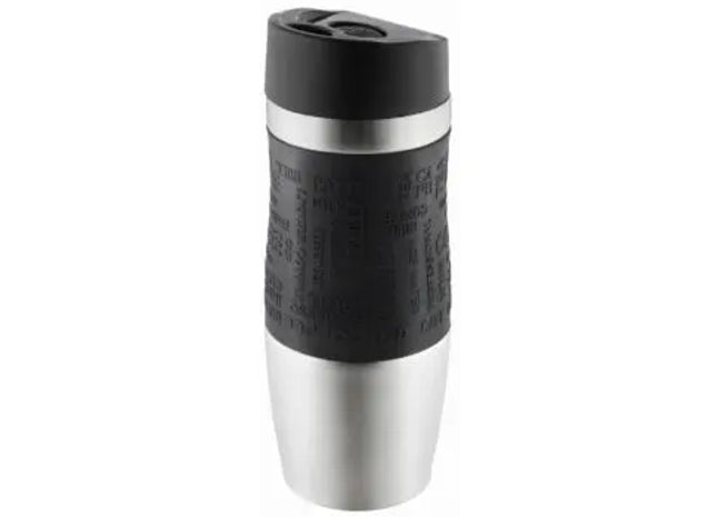 Metmaxx CremaEleganza Vakuumbecher 380ml - Schwarz/Silber - Eleganter Isolierbecher TK Gruppe® Grosshandel 