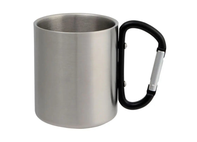 Robuster Edelstahlbecher HIKING DAY 220 ml - Schwarz/Silber, Perfekt für unterwegs TK Gruppe® Grosshandel 