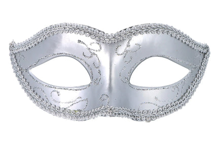 Silberne Augenmaske mit Verzierungen – elegantes Accessoire für Maskenbälle TK Gruppe® Grosshandel 