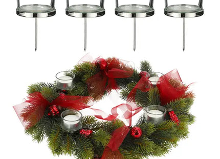 Silberne DIY Teelichthalter zum Stecken, 4er Set, Dekorative Kerzenhalter, ca. 9cm Höhe TK Gruppe® Grosshandel 