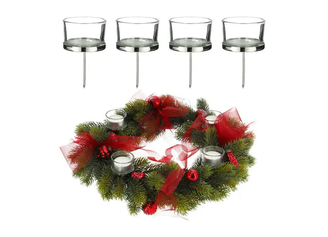 Silberne DIY Teelichthalter zum Stecken, 4er Set, Dekorative Kerzenhalter, ca. 9cm Höhe TK Gruppe® Grosshandel 