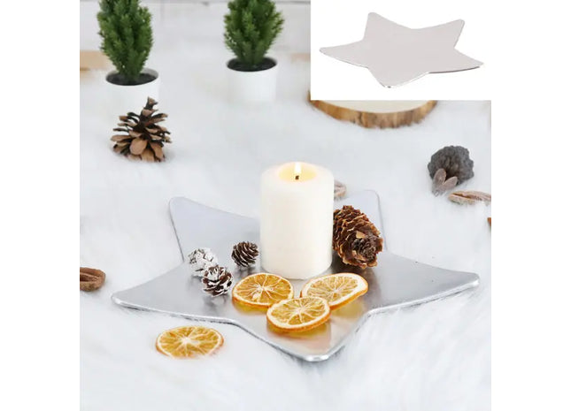 Silberne Deko-Platte mit Sternenmotiv, ca. 28x28cm TK Gruppe® Grosshandel 