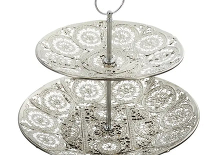Silberne Mandala Etagere, 2er-Set, Höhe ca. 23 cm TK Gruppe® Grosshandel 
