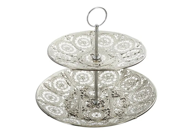 Silberne Mandala Etagere, 2er-Set, Höhe ca. 23 cm TK Gruppe® Grosshandel 