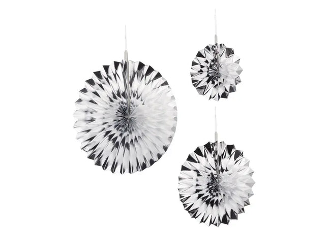 Silberne Papierdeko zum Hängen, 3er-Set – Stilvolle Raumgestaltung TK Gruppe® Grosshandel 