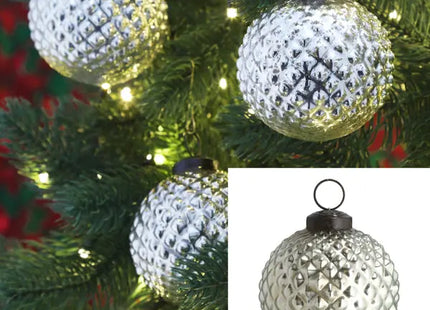 Silberne Raute Christbaumkugel, Durchmesser 8 cm - Eleganter Weihnachtsschmuck TK Gruppe® Grosshandel 