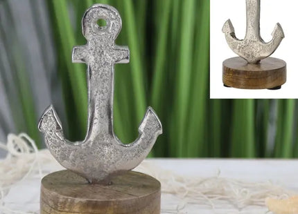 Silberner Anker auf Standfuß, maritime Deko, ca. 12 cm hoch TK Gruppe® Grosshandel 