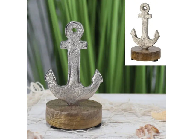 Silberner Anker auf Standfuß, maritime Deko, ca. 12 cm hoch TK Gruppe® Grosshandel 