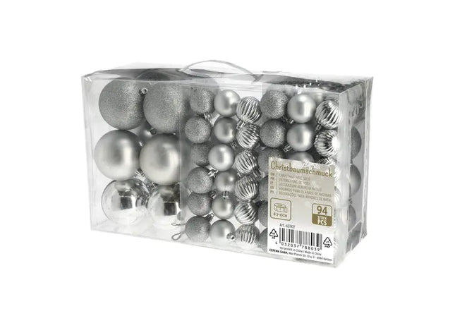 Silberner Christbaumkugel-Mix - 94er Set Eleganter Schmuck TK Gruppe® Grosshandel 