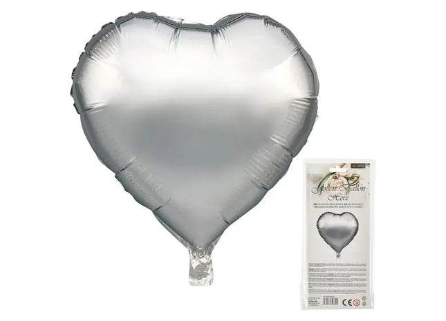 Silberner Folienballon in Herzform, ca. 45 cm – Stilvoll & Festlich TK Gruppe® Grosshandel 