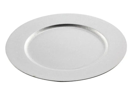 Silberner Glitzer-Dekoteller, Durchmesser ca. 33 cm - Glamouröses Wohnaccessoire TK Gruppe® Grosshandel 