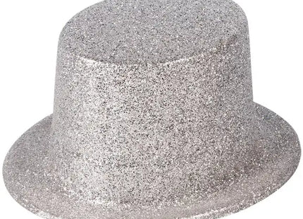 Silberner Glitzer Topper Hut für Erwachsene - Funkelndes Party Kostümzubehör TK Gruppe® Grosshandel 