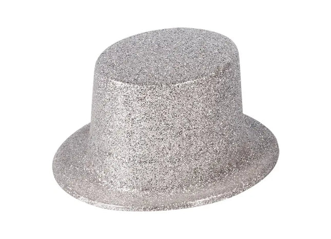 Silberner Glitzer Topper Hut für Erwachsene - Funkelndes Party Kostümzubehör TK Gruppe® Grosshandel 