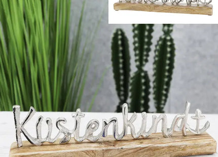 Silberner Schriftzug 'Küstenkind', Maritime Wanddekoration, 30cm Breit TK Gruppe® Grosshandel 