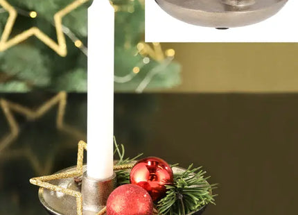 Silberner Stabkerzenhalter - Elegantes Dekor, ca. 15cm Durchmesser TK Gruppe® Grosshandel 