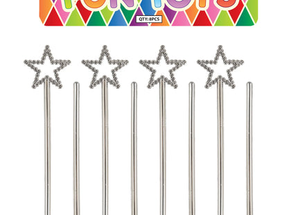 Silberner Stern-Zauberstab, 16,5 cm - Zauberhaftes Accessoire für Kinderpartys TK Gruppe® Grosshandel 