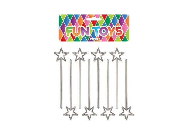 Silberner Stern-Zauberstab, 16,5 cm - Zauberhaftes Accessoire für Kinderpartys TK Gruppe® Grosshandel 