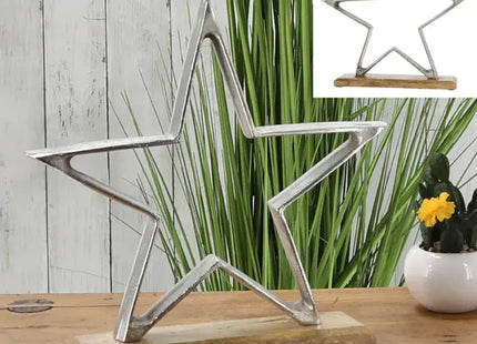 Silberner Stern auf Standfuß, Klein, 32 cm Durchmesser - Deko-Highlight TK Gruppe® Grosshandel 