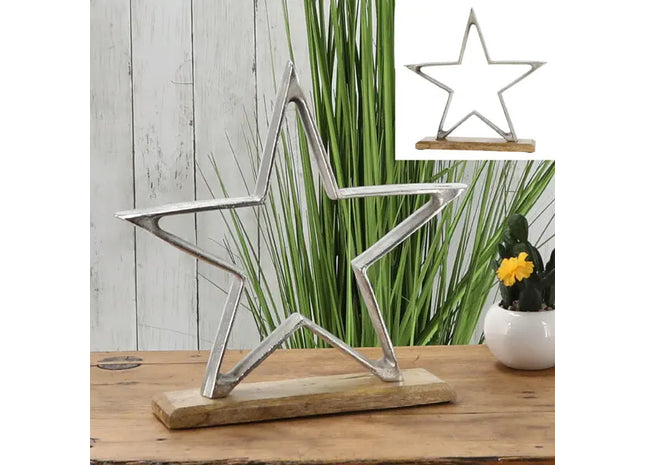 Silberner Stern auf Standfuß, Klein, 32 cm Durchmesser - Deko-Highlight TK Gruppe® Grosshandel 