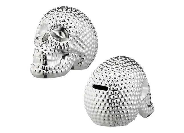 Silberner Totenkopf Spardose, ca. 12cm – Elegante Deko & Sparhilfe TK Gruppe® Grosshandel 