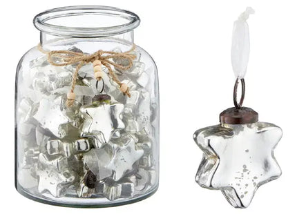 Silberner Weihnachtsstern für Christbaum, Ca. 7 cm Hoch - Festlicher Baumschmuck TK Gruppe® Grosshandel 