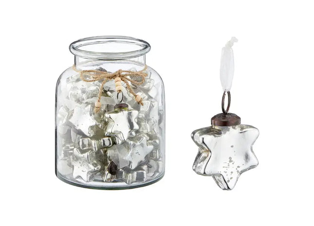 Silberner Weihnachtsstern für Christbaum, Ca. 7 cm Hoch - Festlicher Baumschmuck TK Gruppe® Grosshandel 