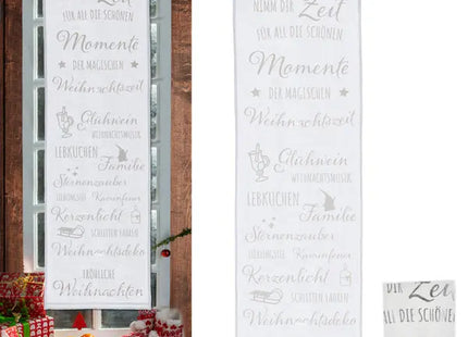 Silberner Weihnachtsvorhang, festliche Eleganz, ca. 145 cm Länge TK Gruppe® Grosshandel 