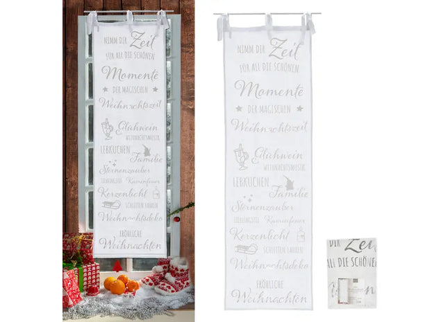 Silberner Weihnachtsvorhang, festliche Eleganz, ca. 145 cm Länge TK Gruppe® Grosshandel 
