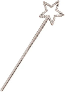 Silberner Zauberstab Stern 16,5 cm – Magisches Accessoire für Verkleidungen und Märchenspiele TK Gruppe® Grosshandel 