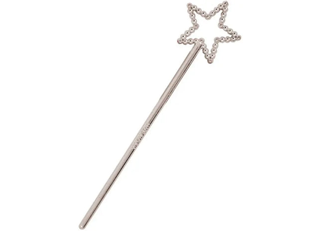 Silberner Zauberstab Stern 16,5 cm – Magisches Accessoire für Verkleidungen und Märchenspiele TK Gruppe® Grosshandel 