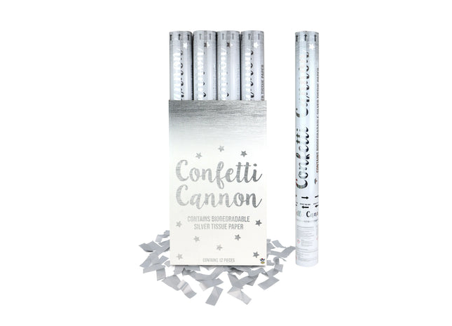 Silbernes Konfetti-Kanonen-Set, 50 cm – Party-Popper für Feiern & Events TK Gruppe® Grosshandel 