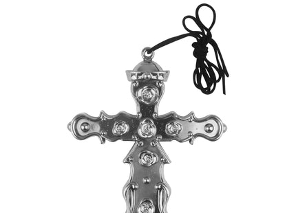 Silbernes Kreuz 16cm mit 74cm Kordel - Elegante Halskette, Modisches Accessoire TK Gruppe® Grosshandel 