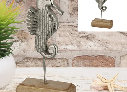 Silbernes Seepferdchen auf Sockel, Dekofigur, ca. 25 cm hoch - Elegantes Accessoire TK Gruppe® Grosshandel 