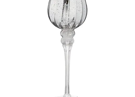 Silbernes Windlicht auf Sockel, mittelgroß - Stilvolle Beleuchtung, 25 cm Höhe TK Gruppe® Grosshandel 