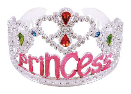Silberrosa Prinzessinnen-Tiara – 11,5 cm Durchmesser. x 9 cm – Elegante Krone für Partys und Kostüme TK Gruppe® Grosshandel 