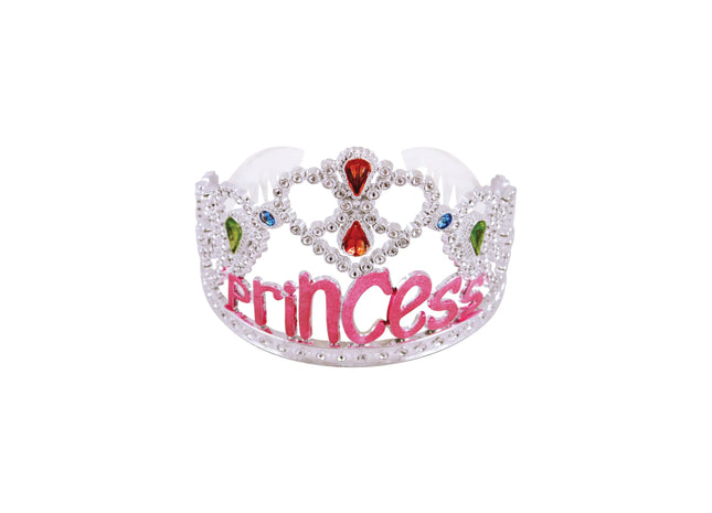 Silberrosa Prinzessinnen-Tiara – 11,5 cm Durchmesser. x 9 cm – Elegante Krone für Partys und Kostüme TK Gruppe® Grosshandel 