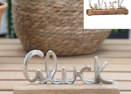 Silver Happiness Text Art on Base, Small Size, Approx. 8cmH - Inspirational Decor Accent TK Gruppe® Grosshandel 