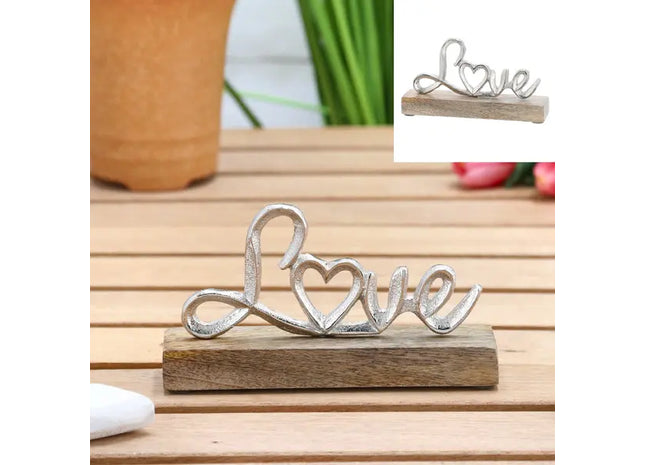 Silver Love Inscription on Pedestal, Approx. 15cm Height: Elegant Decorative Script TK Gruppe® Grosshandel 