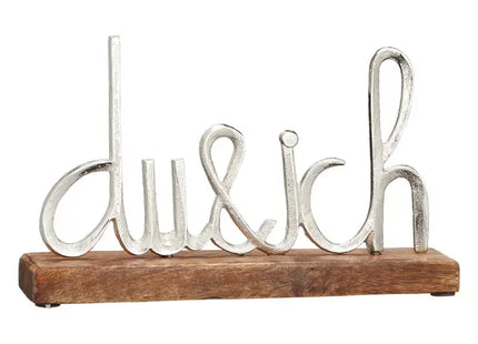 Silver Text Art on Stand, 'You & Me', Approx. 15cmH - Elegant Decor Accent for Romantic Spaces TK Gruppe® Grosshandel 