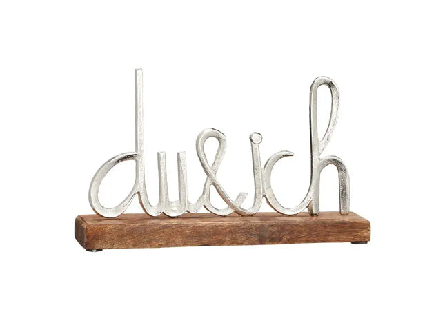 Silver Text Art on Stand, 'You & Me', Approx. 15cmH - Elegant Decor Accent for Romantic Spaces TK Gruppe® Grosshandel 