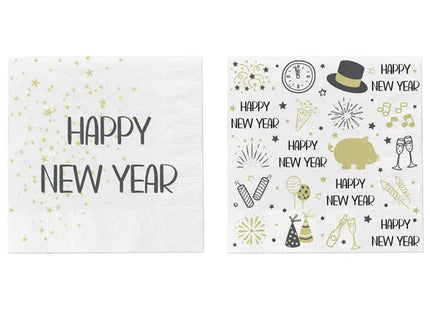 Silvester Party-Servietten, Zwei Designs, 20er-Pack TK Gruppe® Grosshandel 