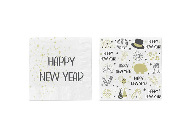 Silvester Party-Servietten, Zwei Designs, 20er-Pack TK Gruppe® Grosshandel 