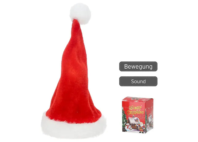 Singende Weihnachtsmütze - Animiertes Weihnachts-Accessoire, ca. 18cm hoch TK Gruppe® Grosshandel 