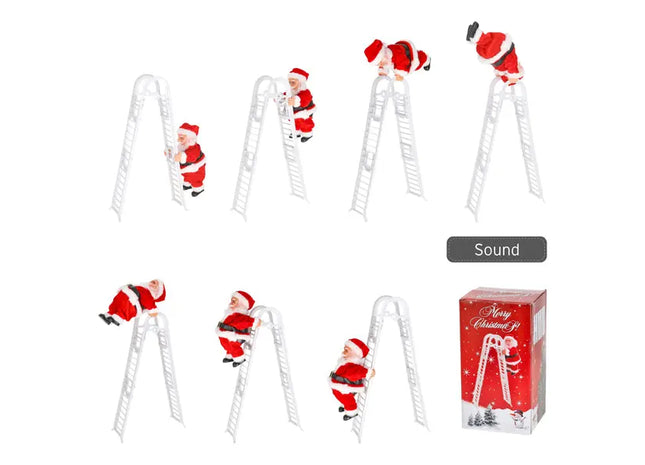 Singender und kletternder Santa mit Salto - Animierte Weihnachtsdeko, ca. 40cm hoch TK Gruppe® Grosshandel 